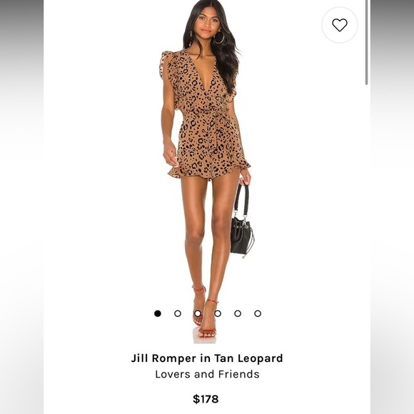 Revolve Lovers + Friends Jill Leopard Print Ruffle Romper in Tan - Picture 2 of 15